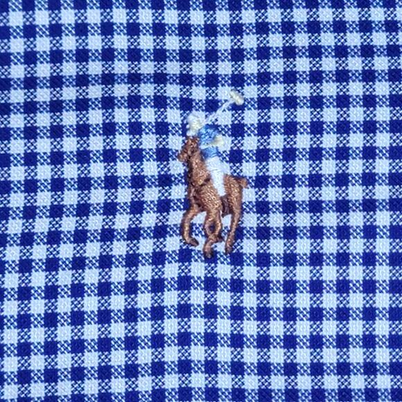 Polo Ralph Lauren "OXFORD" Slim Fit Button Down Blue Gingham Men's Shirt Size XL - Picture 12 of 15